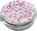Bling Pill Case for Purse Tıp Vitamini Pocket Pill Case Round Medicine Organizer for Vitamin/Fish Oils/Supplement Travel Medicine Kit (3 Karşılaştırmalı Pink)