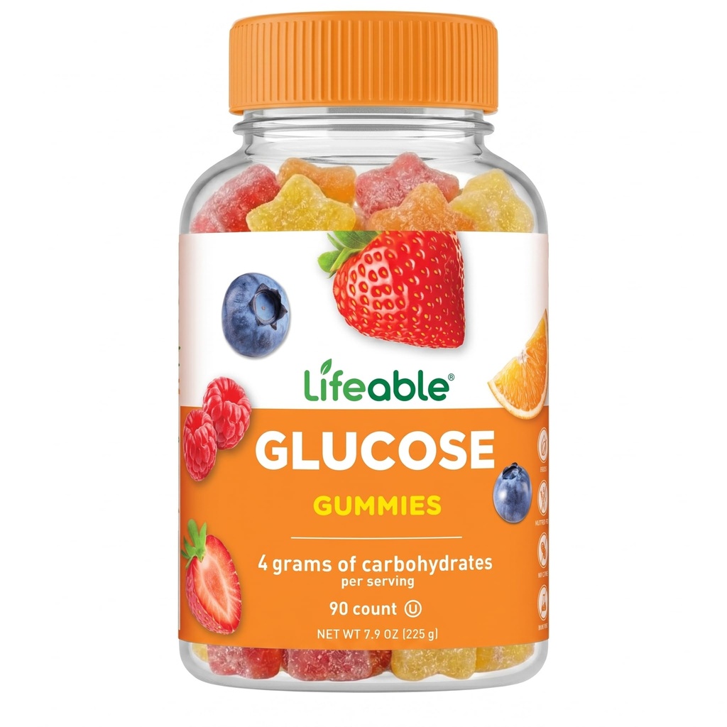 Ζωηρό Γλυκόζη Gummies - Great Tasting Natural Flavor Gummy - Χωρίς γλουτένη GMO-free Μασώμενο - για ενήλικες και παιδιά - 90 Gummies