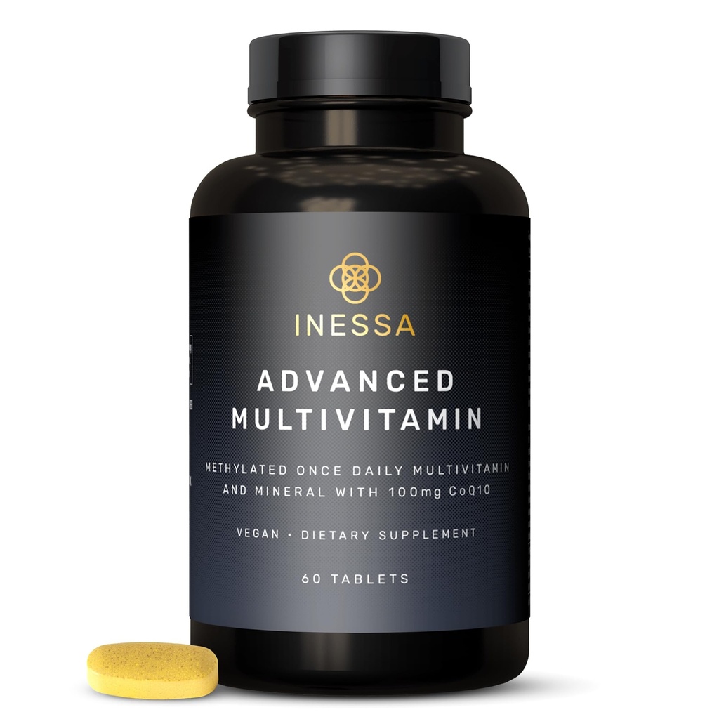 Erkekler ve Kadınlar için Çokvitamin - CoQ10 100 mg ile Gelişmiş Doğal Günlük Erkekler, Vitaminler D3, K2, A, B Kompleks Vitaminler, Folic Acid & çinko - 60 Vegan Tabletler