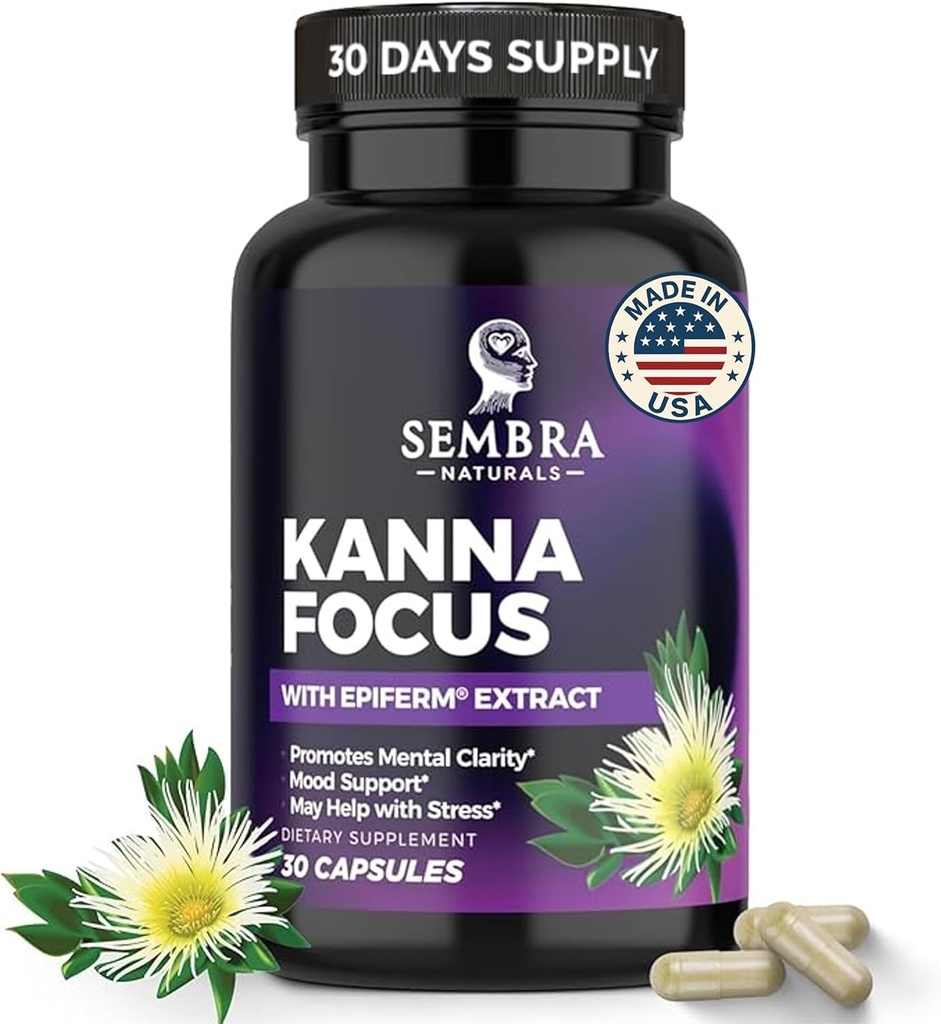 KANNAFOCUS - Doğal Kanna 50 mg, Fermented Sceletium Tortuosum & Bioperine® - Focus, Mood & Spirit Wellness Support - Herbal Nootropic for Daily Clarity & Energy - 30 Capsules