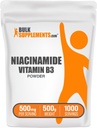 BulkSupplements.com Niacinamid Toz - Vitamin B3 Toz, Niacinamid Tamam, Niacinamid 500 mg - B3 Deri için Vitaminler, Gluten Free, 500 mg per Service, 500g (1.1 lbs)