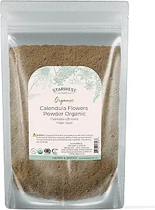 Starwest Botaniks Organik Calendula Çiçek Toz - Doğal kuru Herb for Tea, Herbal Mixs, & Culinary Use, Caffeine Free, Sertifikalı Kosher, Non-GMO - 4 oz Pouch