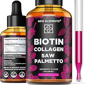 Collagen & Saw Palmetto Kadınlar ve Erkekler için alıntı ile Sıvı Biotin | Saç Büyüme Tamamları | İndir Blocker | Prostate Support | Saç Skin ve Nails Vitaminleri | Hızlı Aborps | Non-GMOB