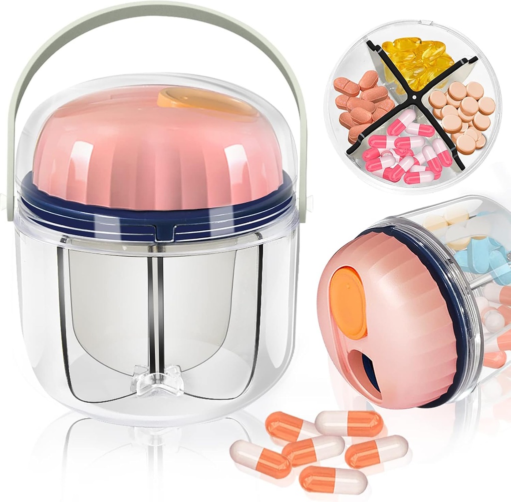 Φορητό κουτί χαπιών, GloDeals Weekly Pill Organizer 7-Day Travel Medicine Organizer BPA Δωρεάν απόδειξη υγρασίας Φορητό δοχείο ιατρικής για βιταμίνες, έλαια ψαριών, συμπληρώματα (Pink-)