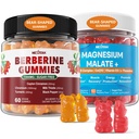 2Pack Berberine συμπλήρωμα Gummies 1500mg + 2Pack Μαγνήσιο Μηλεϊνικό με CoQ10-100mg Gummies