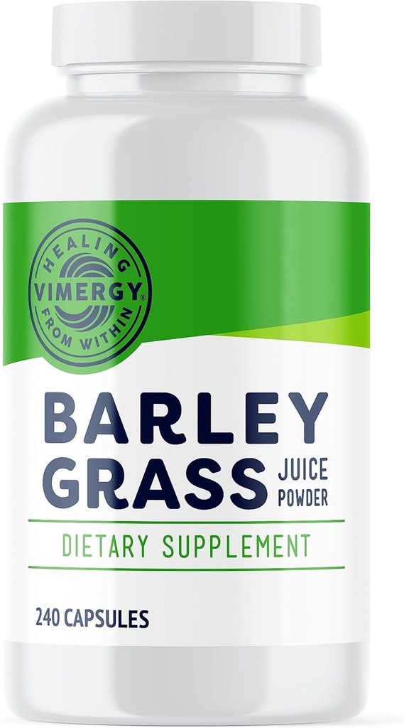 Vimergy Barley Grass Juice Capsules- Clean Superfood-Packed Capsule - Kardiovasküler Sağlık* – Non-GMO, Vegan & Gluten-Free – 240 caps