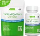 Triple Magnesium Complex 180 Tablets + Zinc Complex Vegan Bundle, High Absorption Chelated Magnesium + 25mg Chelated Zinc Picolinate & Bisglycinate with Copper, by Igennus