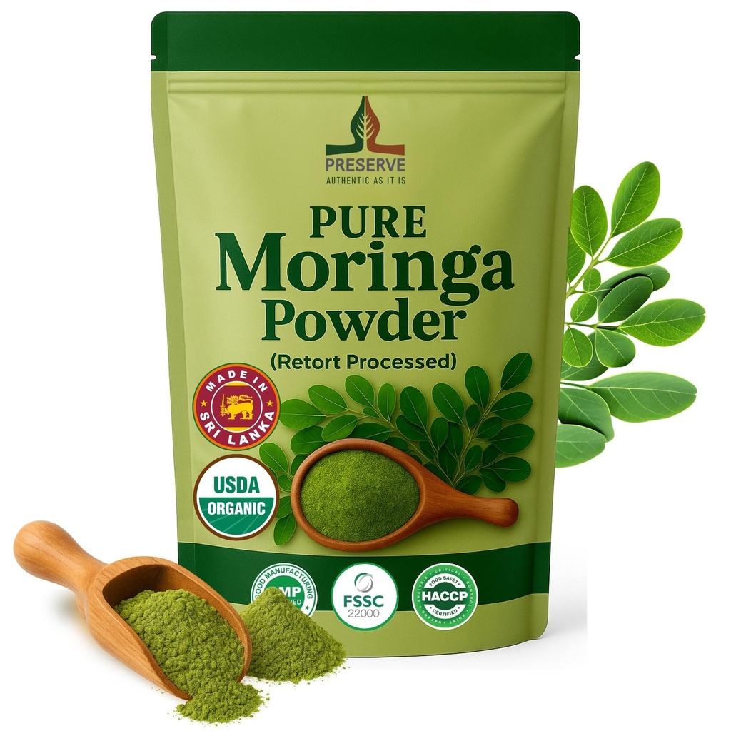 Pure Moringa Powder Retort Μεταποιημένη Oleifera Moringa Leaf Powder  Καθαρό Super Green Food, 113g.