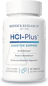 Biotics Research HCl Plus™, Supplies Betaine Hydrochloride, Pepsin, Glutamic Acid and More, Supports Healthy Digestion, 90 Tabs