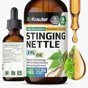 BIO KRAUTER Nettle Tincture - Nettle Root Extract - Urinary Support Supplement - Urtica Dioica Natural Extract - Vegan, Sugar & Alkol Free Drops 2 Fl.Oz.