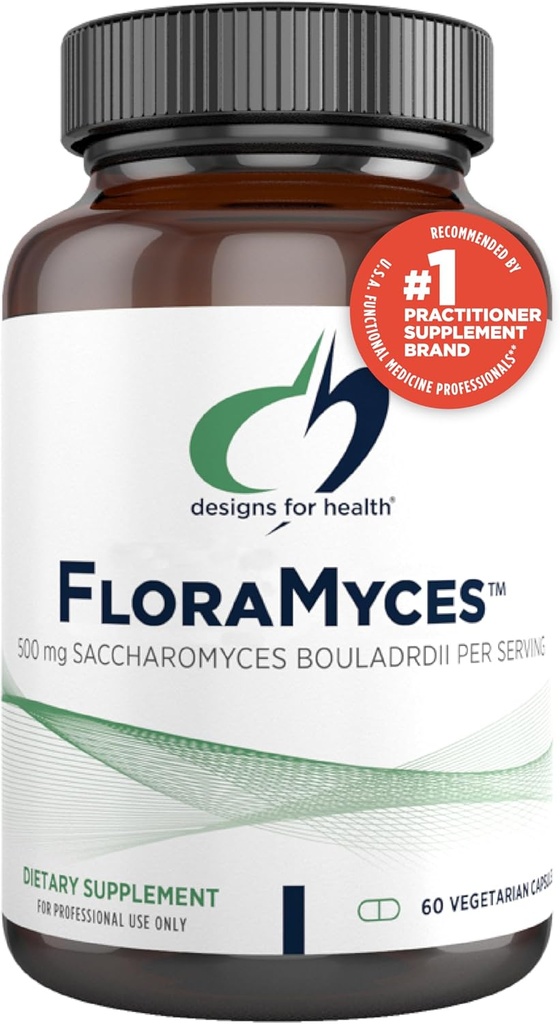 Designs for Health FloraMyces 500mg Saccharomyces Boulardii Probiotic - Συμπληρώματα Υγείας των Ούλων - Ράφι-Stable Digestive Probiotics for GI Health - Dairy-Free, Vegan Probiotic (60 Κάψουλες)