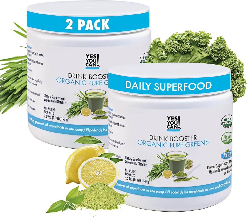 Evet Yapabilirsiniz! İçgörü - Organik Yeşiller Superfood Toz İçecek Mix - Alfalfa Grass, Buğdaygras, Kale, Barley Grass, Lemon Juice Toz - Antioksis, Vitaminler ve Mineraller için Zengin.