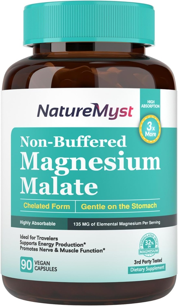 Magnezyum Malate, Chelated Form, Yüksek derecede Absorbable, Non-Buffered, Stomach, Yetişkinler ve Çocuklar için, Esnek Dose, Enerji Üretimi, Nerve & Muscle Function, 90 Vegan Capsules