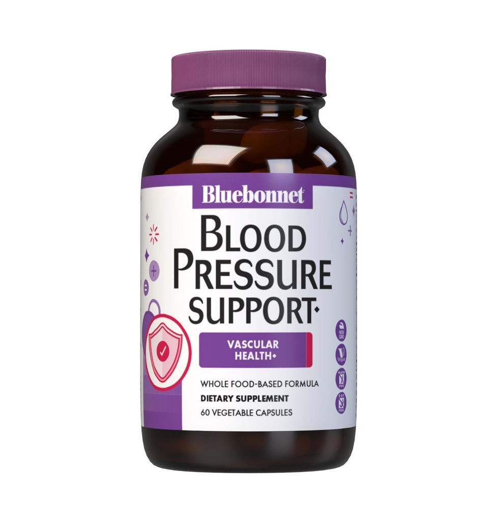 Bluebonnet Beslenme Kan Basıncı Desteği, Vascular Health*, Non-GMO, Vegan, Gluten-Free, Soy-Free, Dairy-Free- 60 Sebze Kapsülleri, 30 Hizmet