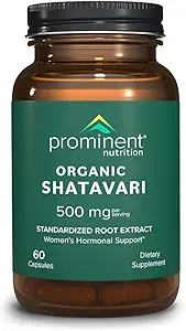 Prominent Beslenme Organik Shatavari Capsules, Kadınlar için Hormon Destek, 500 mg, 60 Kont, Standartlaştırılmış Köklü Kadın Sağlığı için Formülasyon - 1 Pack
