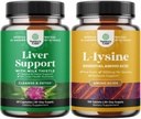 Süt Butle Liver Support Supplement ve L Lysine 1000 mg Beslenme Supplements - Herbal Liver Supplement ile Silymarin Süt Butle - L-lysine Essential Amino Asits Supplement ve L Lysine 1000 mg Beslenme Supplements - Herbal Liver Supplement with Silymarin Milk Thistle - L-lysine Essential Amino Asits Supplement