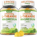 Liposomal L-Theanine 200 mg Magnezyum Glycinate 400 mg Gummies with GABA, 5HTP, Apigenin, Vitamin B6 & D3, Ashwagandha, Lemon Balm Leaf, Melatonin Free Sleep Chewable for Relax Mood & Muscle, 2 Packs