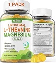 Liposomal L-Theanine 200 mg Magnezyum Glycinate 400 mg Gummies with GABA, 5HTP, Apigenin, Vitamin B6 & D3, Ashwagandha, Lemon Balm Leaf, Melatonin Free Sleep Chewable for Relax Mood & Muscle, 2 Packs
