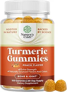 Turmeric Gummies for Adults Peach Flavor - Extra Strength Joint support Gummies with Turmeric Curcumin with Black Pepper Extract and Ginger - και Ginger Peach Vitamins for Adults