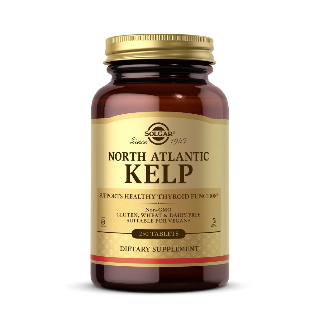Solgar Kuzey Atlantik Kelp, 250 Tablet - Iodine Doğal Kaynağı - Sağlıklı Tiroid Fonksiyonu - Gluten Free, Süt Free, Kosher - 250 Hizmet