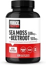 FORCE FACTOR Irish Sea Moss + Beet Root Supplement to Support Immunity, Circulation, Natural Energy, Heart Health, with Antioksis, Non-GMO, Vegan-Friendly, Soy-Free, 120 Sebze Capsules