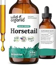 Άγρια & Βιολογικά Βότανο Horsetail Βάμμα - Δέρμα μαλλιών και νύχια Υποστήριξη - Υγρό συμπλήρωμα Horsetail - Vegan, Ζάχαρη & Αλκοόλ-Free Leaf Extract Drops - 4 fl oz