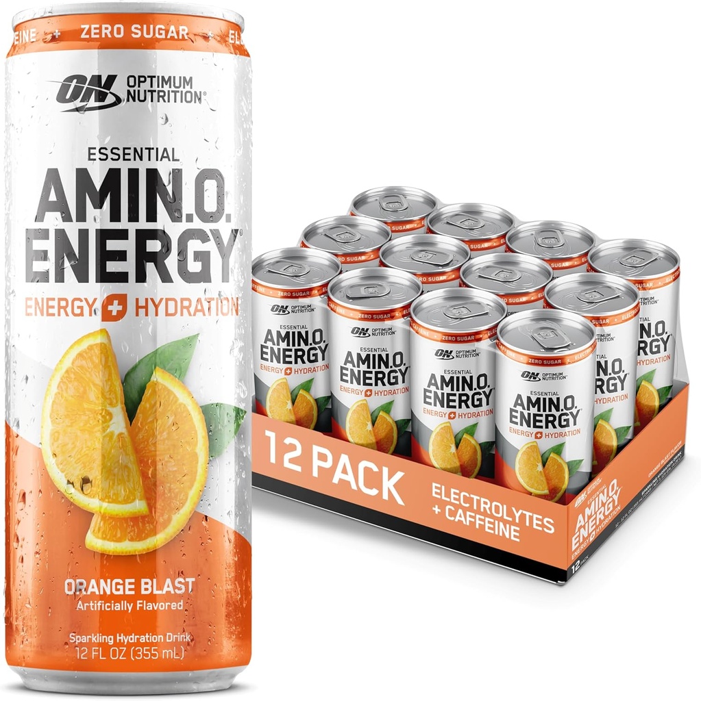 En İyi Beslenme Amino Enerji Koling Hydration Drink, Electrolytes, Caffeine, Amino Asits, BCAAs, Sugar Free, Orange Blast, 12 Fl Oz, 12 Pack (Pazarlama)