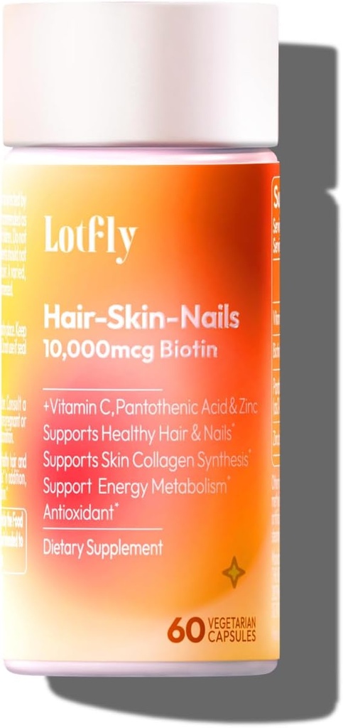Biotin 10000 mcg ile çinko C & Food Pantothenate - Sağlıklı Saç Büyümesini Destekler, Kadınlar ve Erkekler için Güçlü Çiçeği | ABD'de Yap | 60 Vegan Capsules (2 Ay Supply)