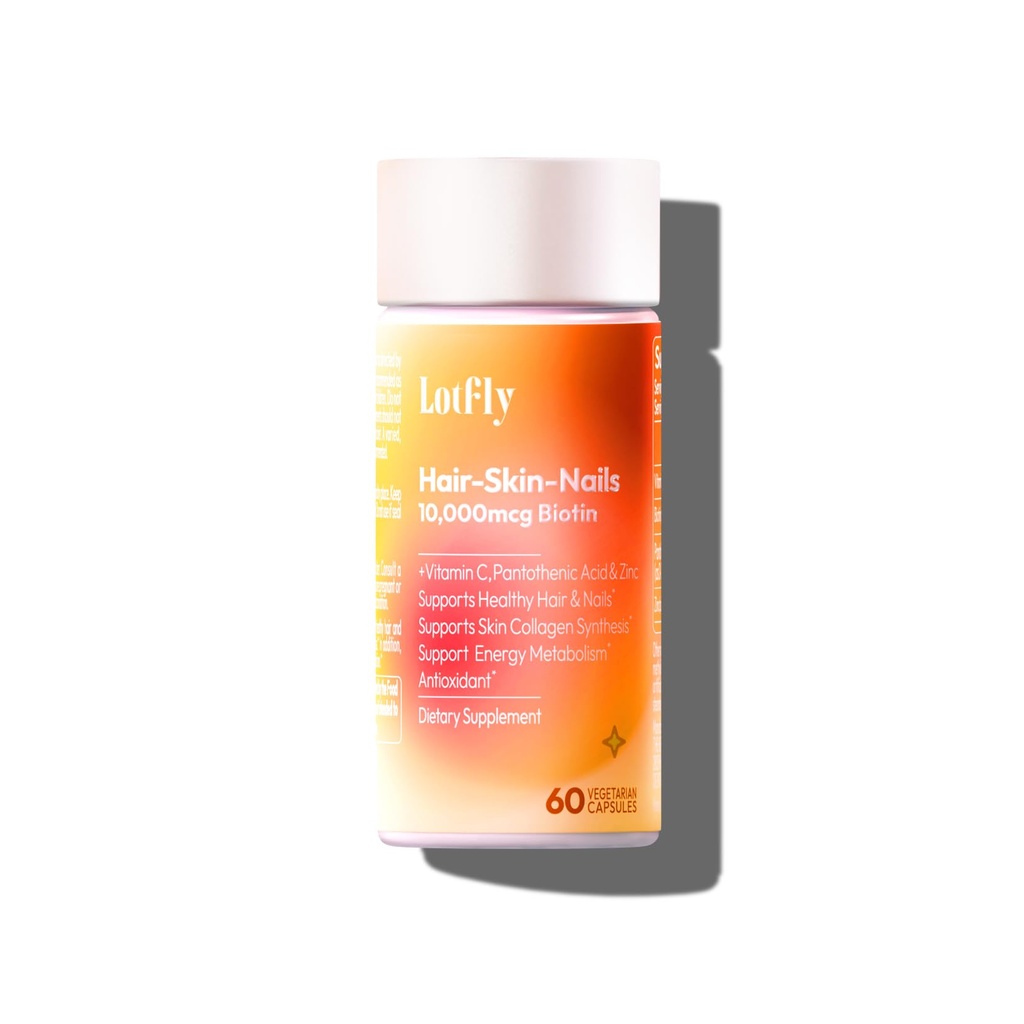 Biotin 10000 mcg ile çinko C & Food Pantothenate - Sağlıklı Saç Büyümesini Destekler, Kadınlar ve Erkekler için Güçlü Çiçeği | ABD'de Yap | 60 Vegan Capsules (2 Ay Supply)