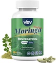 VEV Moringa Capsules – Turmeric & Resveratrol|Plant-Based Supplement for Immune Function Support|Skin Wellness & Daily Energy|180 Vegan Capsules