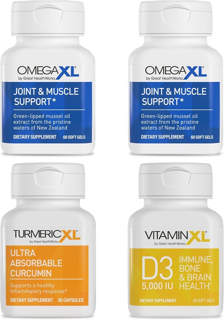 OmegaXL Immune Supporting Sche - (2) 60 Kont + TurmericXL + VitaminXL D3 - Optimal Immune Health (Pack of 4)
