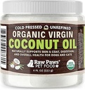 Raw Paws Organic Virgin Coconut Oil for Dogs & Cats, 4-oz - Supports Immune System, Digestion, Oral Health, Thyroid - All Natural Alerji Relief for Dogs - Hairball Relief