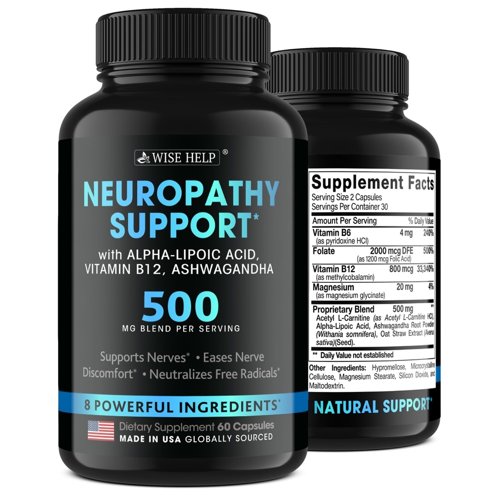 Neuropati Doğal Nerve Discomfort Relief'i Destekliyor - ABD'de Yapılacak - Trigeminal Neuralgia, Diabetic & Peripheral Neuropati - Hands,Boy, Foot & Toes Tedavisi Formula - 60 Caps