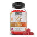 Zhou D3+K2 - Βιταμίνη D3 K2 συμπλήρωμα για γυναίκες & άνδρες, ανοσοποιητική υποστήριξη Vit D3 και K2 Gummy, Ζελατίνη ελεύθερη Φόρμουλα με 5000 IU D3 και MK-7 - 60 Veggie Gummies (πακέτο του 1)