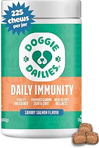 Doggie Dailies Omega 3, Salmon Oil & Nutrients, Coat & Alerji Desteği (Salmon, 225 Yumuşak Chews)