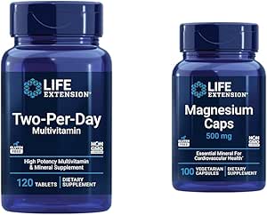 Life Extension Two-Per-Day High Potency Multi-Vitamin & Mineral Supplement & Magnesium Caps, 500 mg, Magnesium Oxide, Citrate, Succinate