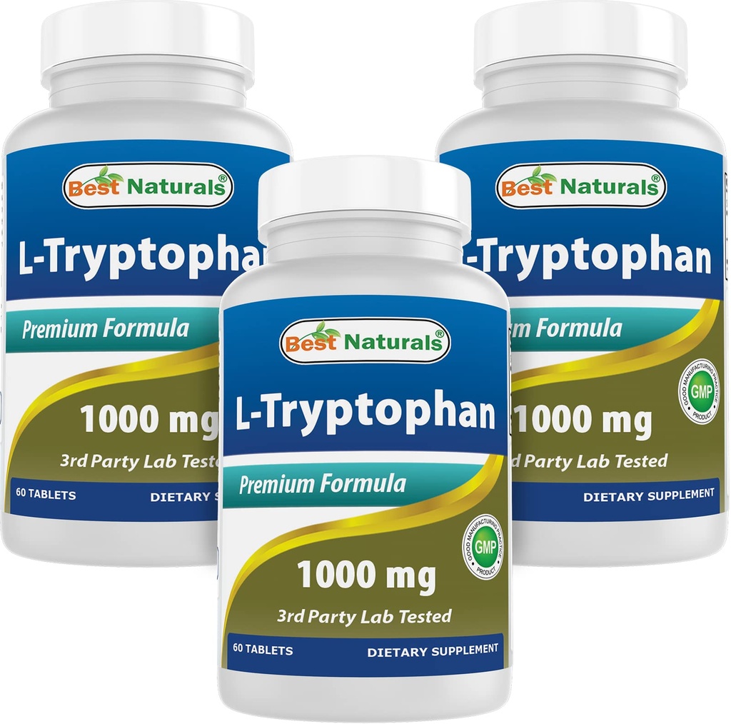 En İyi Doğallar L-Tryptophan 1000 mg 60 Tablet (60 Kont (Pack of 3))
