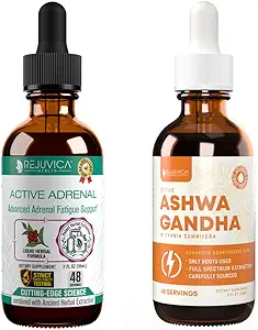 Active Adrenal + Active Ashwagandha - Υποστήριξη Adrenal Health + Energy - Liquid Delivery for Better Absorpition - Rhodiola, Ashwagandha, B-Vitamins, Holy Basil & More!