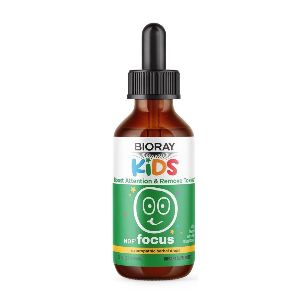 BIORAY Kids NDF Focus, Citrus - 2 fl oz - Destekler Bilişsel Fonksiyonlar, Yenilikçiler Clarity & Steady Energy Levels - Non-GMO, Vegetarian, Gluten Free - 1-2 ay Supply