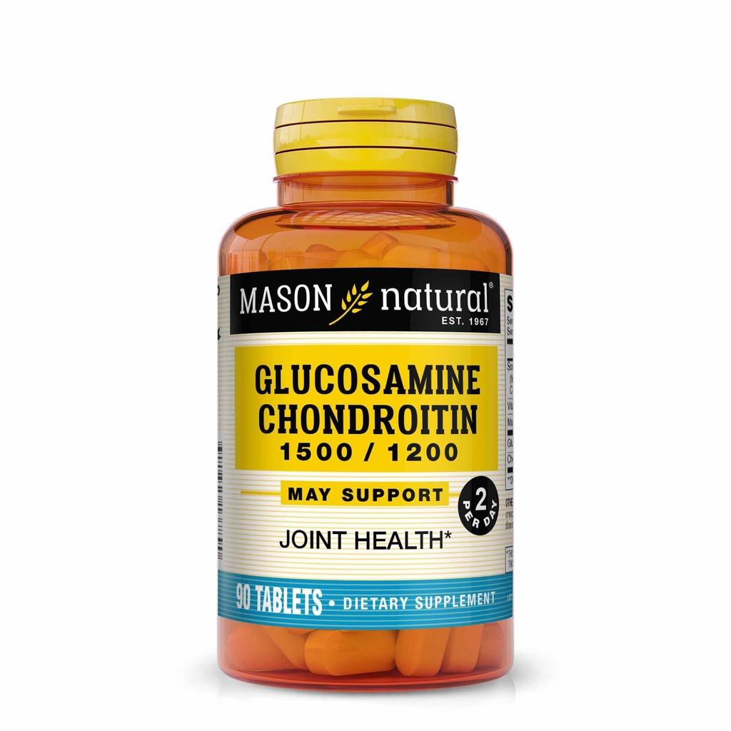MASON NATURAL Glucosamine Chondroitin 1500/1200 2 Günlük C vitamini ile Destek - Ortak Sağlık, Geliştirilmiş Flexability ve Mobility*, 90 Capsules