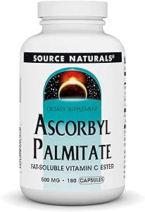 Source Naturals Ascorbyl Palmitate 500 mg Fat-plastik Vitamin C Ester Supplement - 180 Capsules