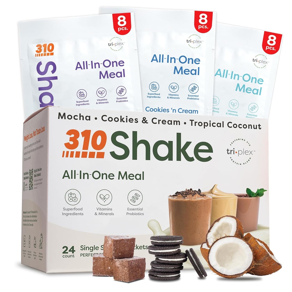 310 Beslenme – All-In-One Meal Change Shake - Fiber Rich Vegan Superfood Mix - Natural Sweeteners - Low Carb Shake, Keto & Paleo Friendly - Gluten Free - 26 Essential Vitamins & Minerals - Çeşitli Shake Box