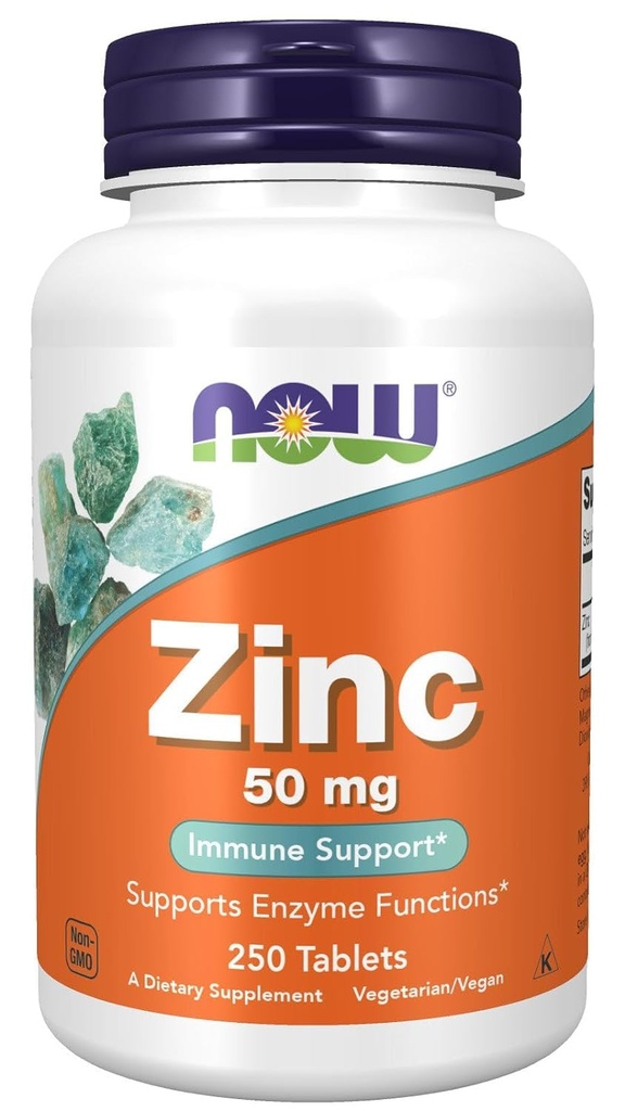 NOW Συμπληρώματα τροφίμων, Ψευδάργυρος (Zinc Gluconate) 50 mg, Υποστηρίζει τις λειτουργίες ενζύμων *, ανοσοποιητική υποστήριξη *, 250 δισκία