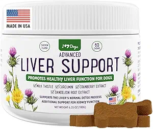 iHeartDogs Advanced Milk Thistle Liver Supplement for Dogs - Dog Liver Support with Milk Thistle, Turmeric Curcumin, Cranberry & Dandelion Root Extract
