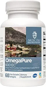 XYMOGEN OmegaPure 600 EC - International Fish Oil Πρότυπα (IFOS) Five-Star Certified Fish Oil - DHA EPA Omega-3 Συμπλήρωμα για Καρδιαγγειακό + Γνωστική Υποστήριξη (120 Softgels)