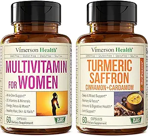 Kadınlar Multivitamin + Turmeric Saffron Cinnamon & Cardamom Sche. Kadın Vitaminleri ve Mineralleri Immune ve Ortak Destek için, Inflammatory Response.