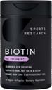 Sports Research® Biotin 10.00006 with Organic Coconut Oil - Biotin (Vitamin B7) for Health Skin and Hair Support* - for Women and Men - Vegan, Non-GMO, Gluten & Soy-Free - 30 Veggie Softgels