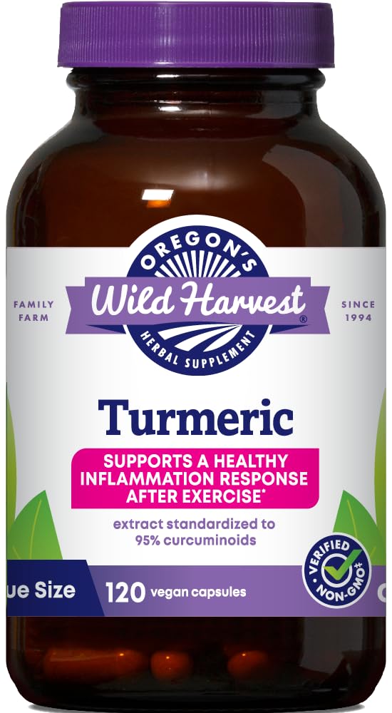 Oregon'un Wild Harvest Turmeric 120 Vegan Capsules | Organik Turmeric Curcuminoids with Black Pepper for Better Abors | Supports Health Inflammation Response and Common Health | Non GMO