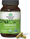 ORGANIC INDIA Moringa Capsules Organik - Moringa Supplement - Green Superfood, Moringa Leaf Capsules, Pure Supergreen, Vegan Greens, Nature's Multivitamin, Vegan, Gluten-Free - 60 Capsules