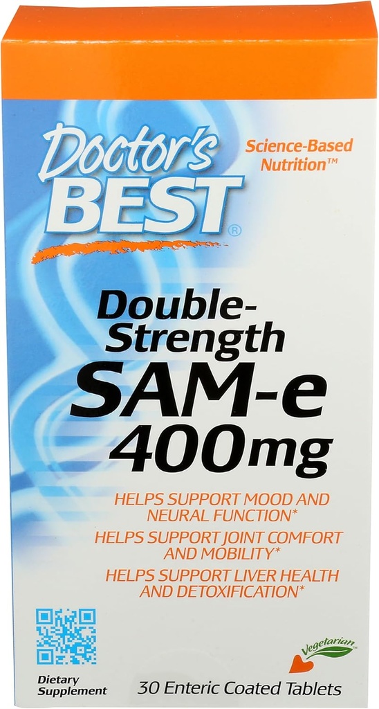 Doktor'un En İyi SAM-e 400 mg, Vegetarian, Gluten Free, Soy Free, Mood ve Ortak Destek, 30 Temalı Tabletler